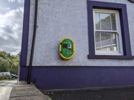 close up of defibrillator outside Ty Croeso Adpar